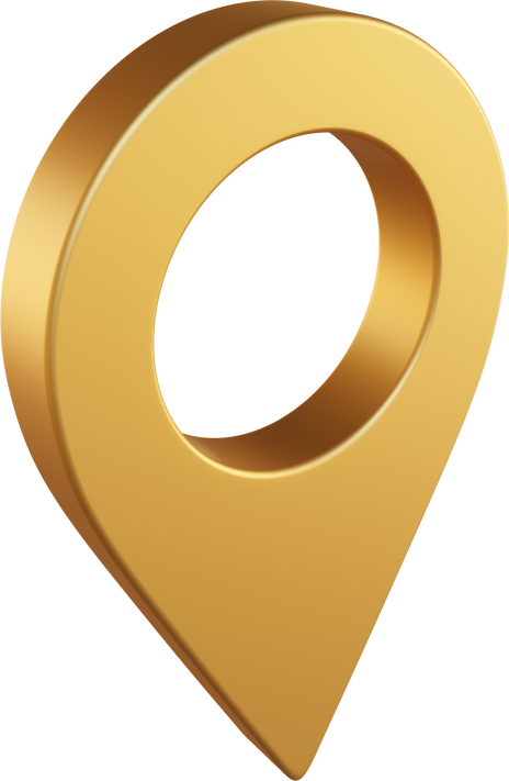 Gold direction sign.